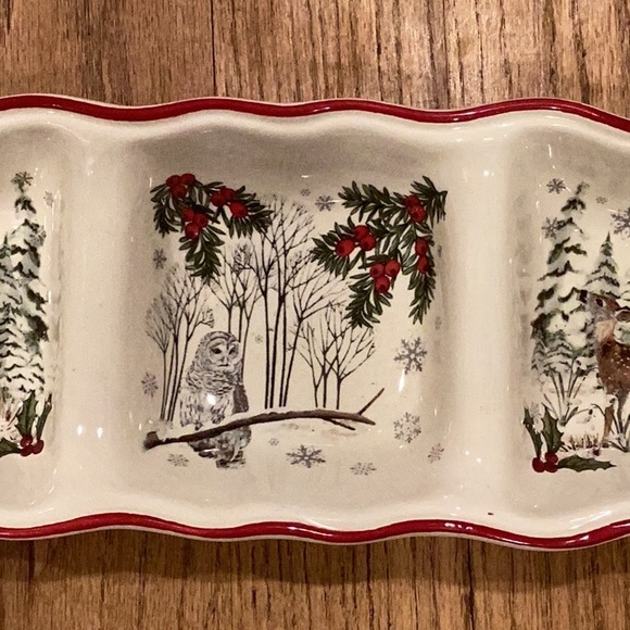 CHRISTMAS dish winter forest 3 section server - Picture 16 of 16